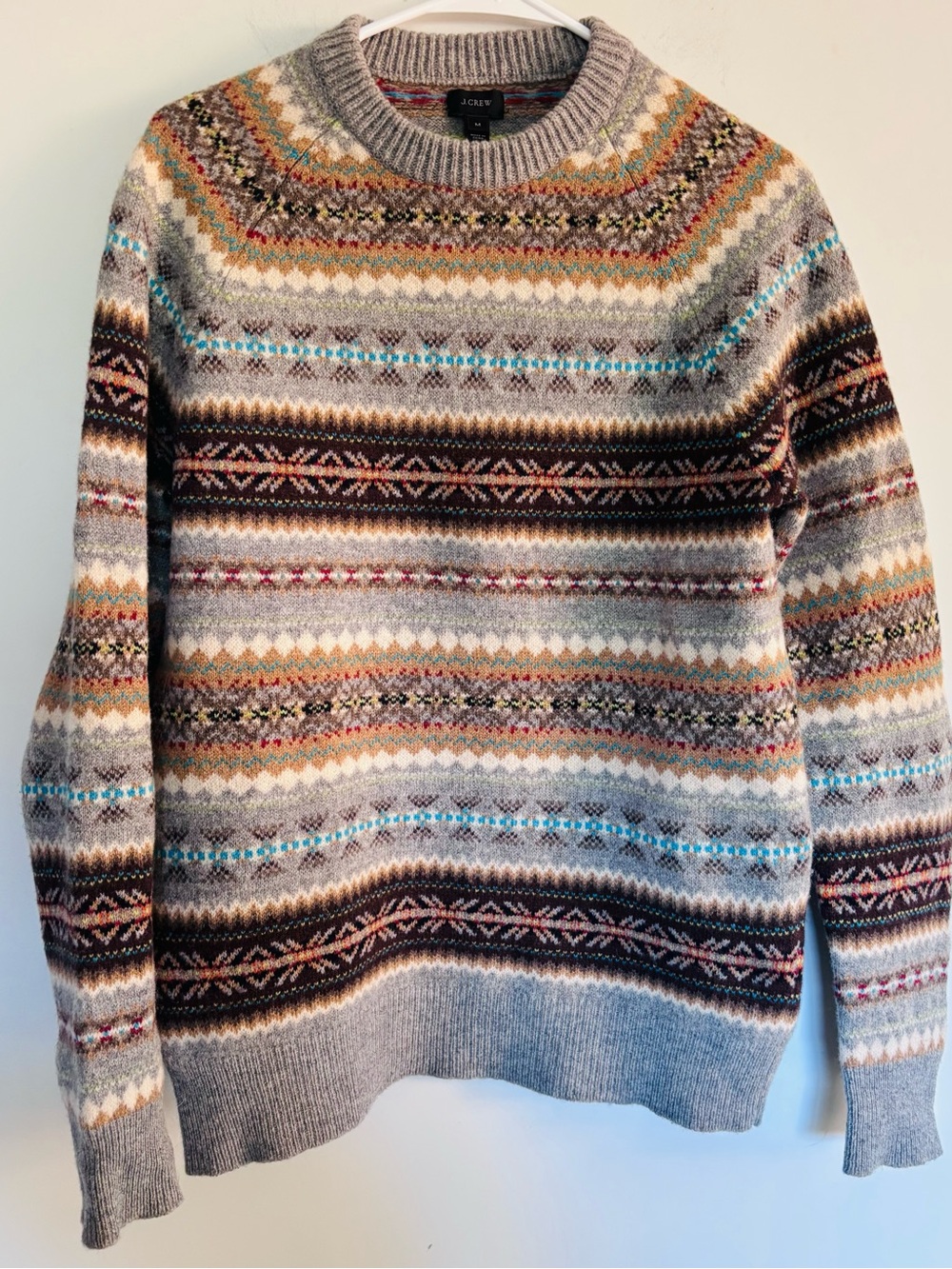 J. Crew 100% Lambswool Fair Isle Sweater EUC